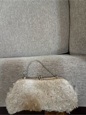 Beaded Ivory Evening Clutch Bag